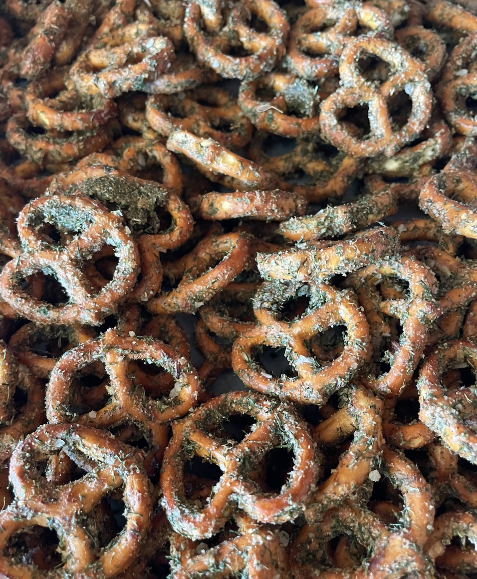 Dill Pickle Kick seasoned pretzels